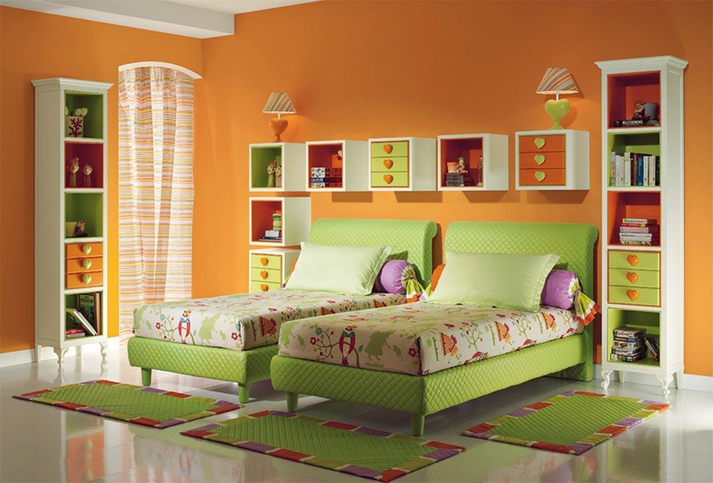 Сочетания зеленого и оранжевого цвета в интерьере фото 2