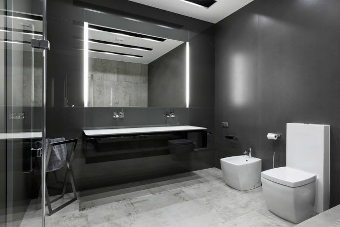 дизайн ванной комнаты в серых оттенках