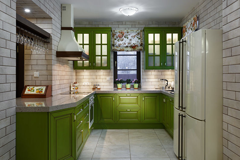 Зеленый цвет в интерьере кухни - фото