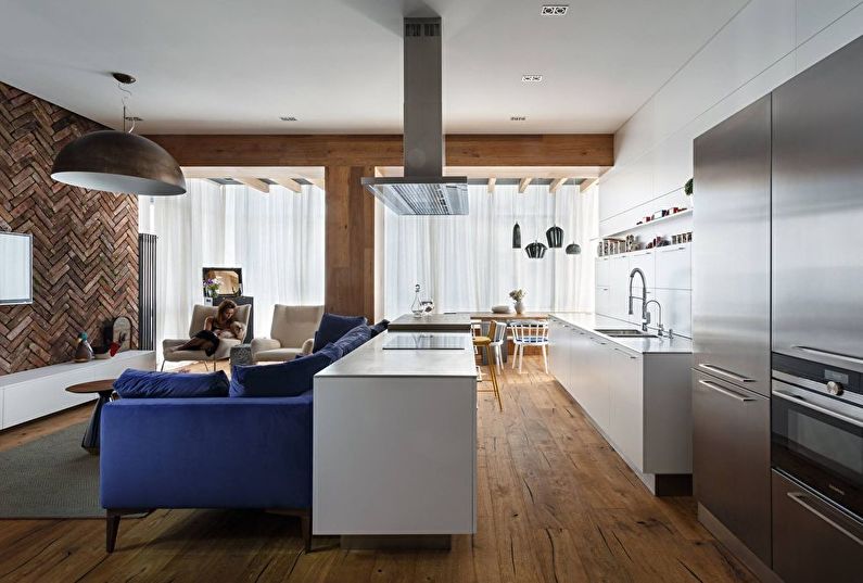 Дизайн интерьера кухни-гостиной - фото