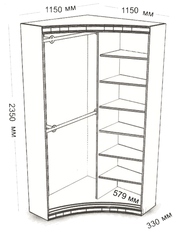 Угловой шкаф идеально впишется в интерьер любого помещения вне зависимости от площади