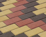 Фото укладки тротуарной плитки из трех цветов Волна