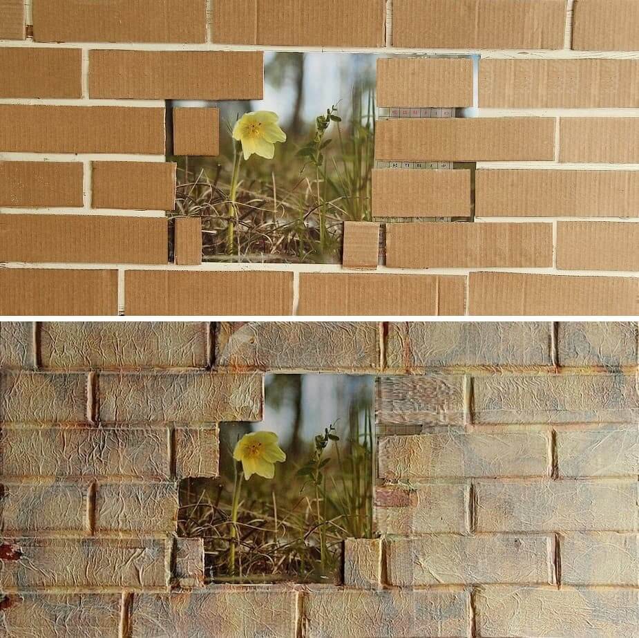 Кирпичная стена из картона