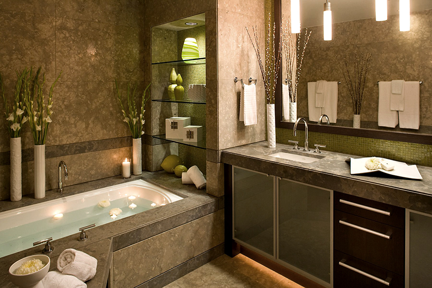 Стеклянные полки не боятся повышенной влажности, поэтому они являются лучшим решением для ванной комнаты