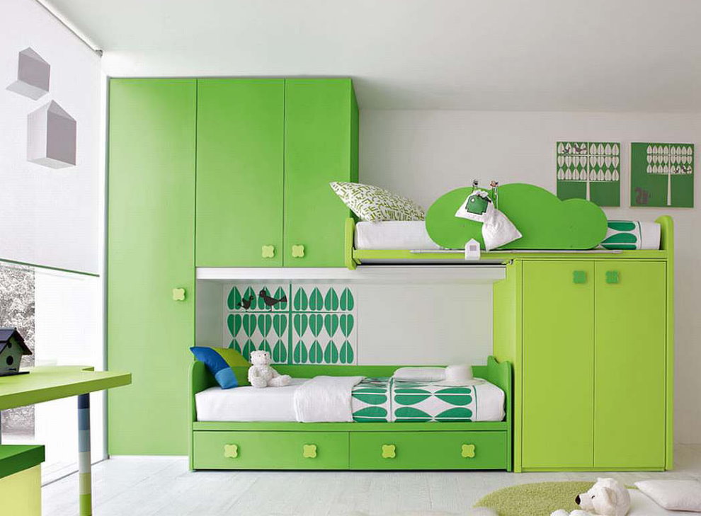 Детская мебель с зелеными фасадами