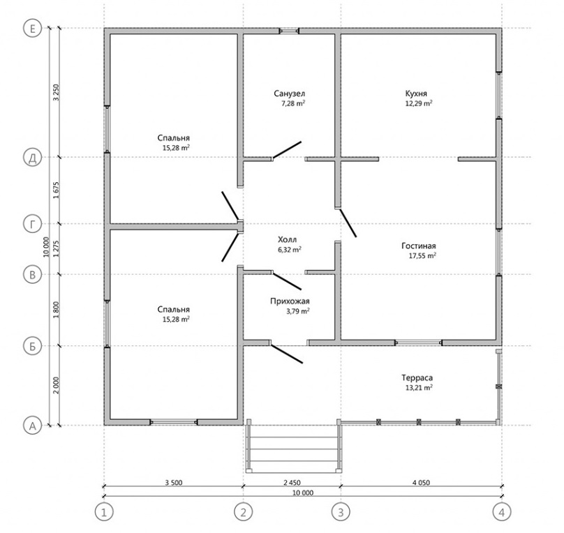 планировка одноэтажного дома 10 на 10