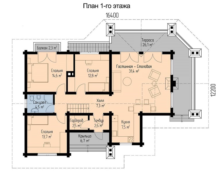 план первого этажа одноэтажного дома