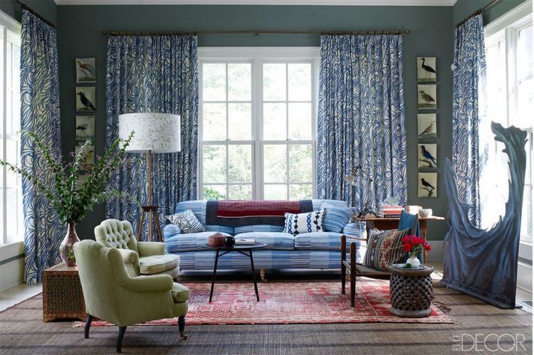 Синий диван сочетание с красным фото в интерьере